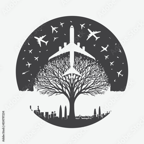 Print Majestic Plane Tree Silhouette, Nature's Timeless Beauty