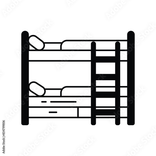bunk bed icon with white background vector stock illustration
