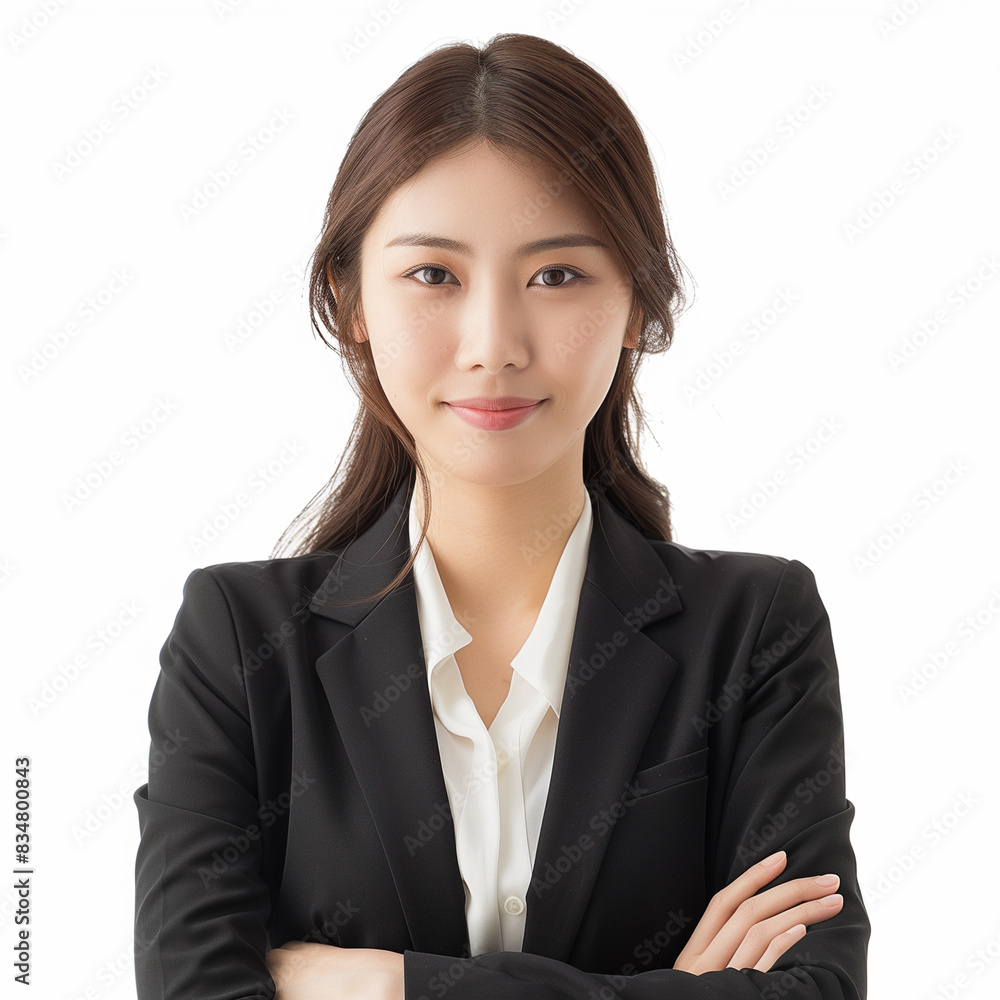 Professional Young Woman Smiling in Business Attire Professional Young Woman Smiling in Business Attire