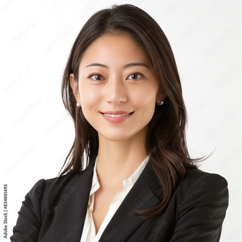 Professional Young Woman Smiling in Business Attire Professional Young Woman Smiling in Business Attire