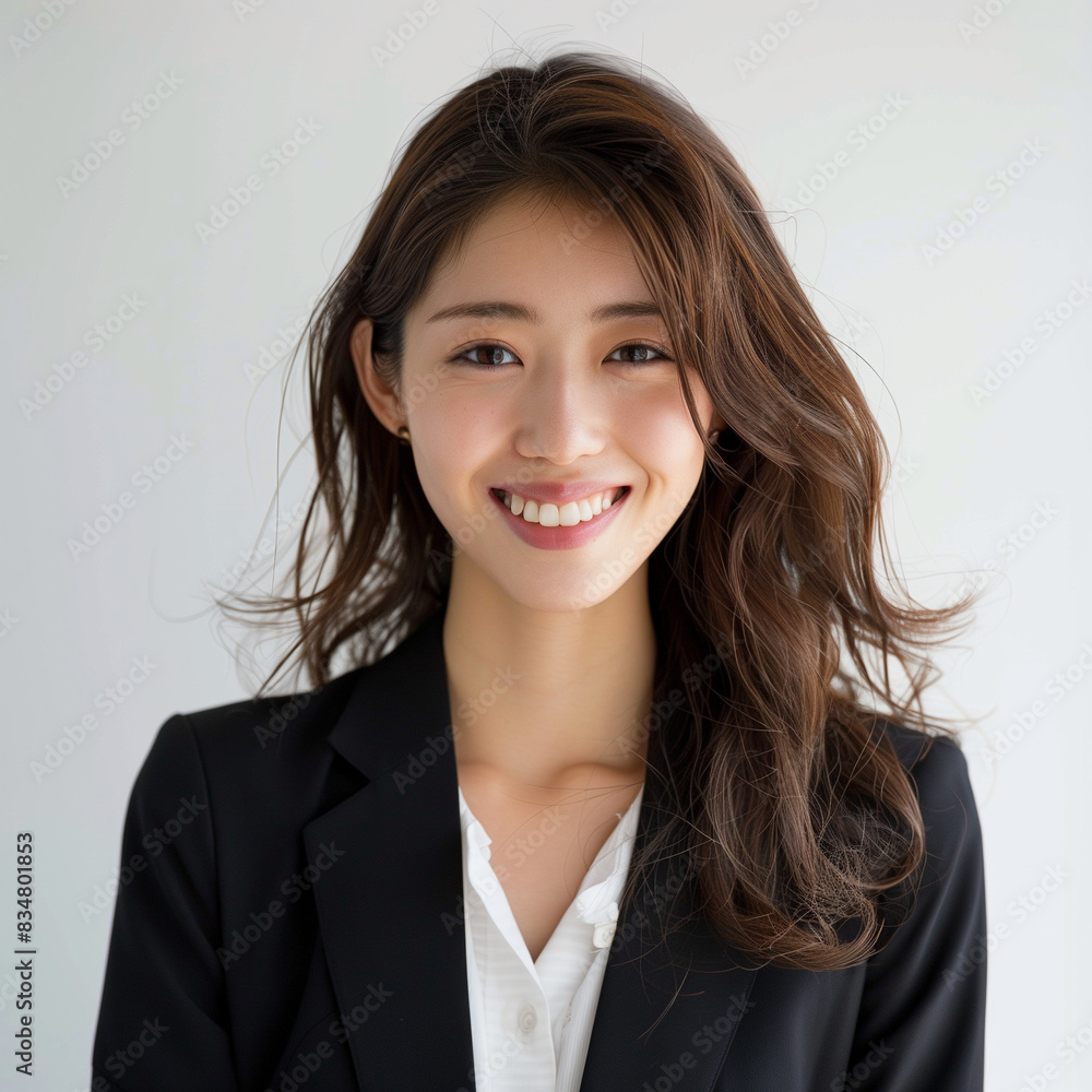 Professional Young Woman Smiling in Business Attire Professional Young Woman Smiling in Business Attire