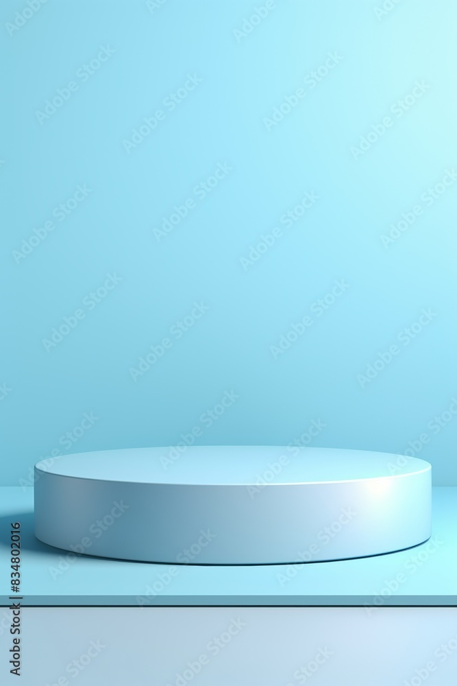 A blue 3D rendered pedestal on a blue background. A blue 3D rendered pedestal on a blue background.