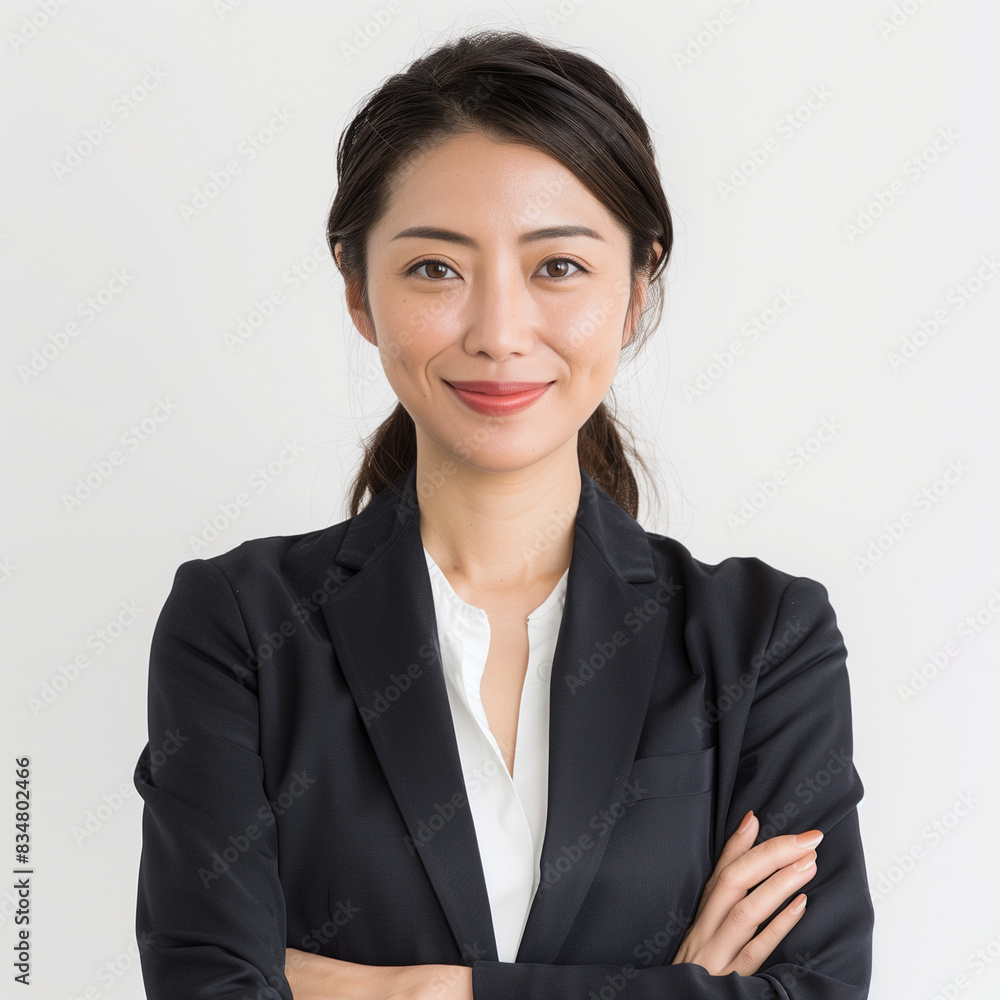 Professional Young Woman Smiling in Business Attire Professional Young Woman Smiling in Business Attire
