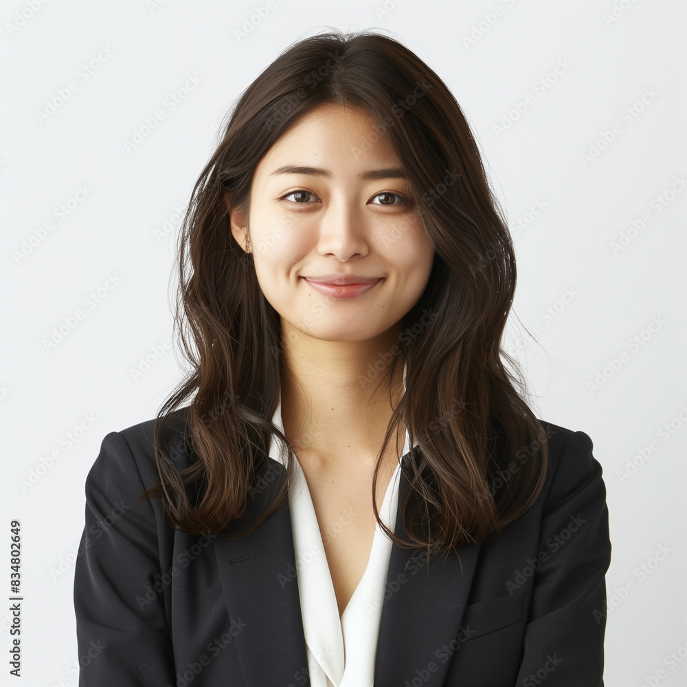 Professional Young Woman Smiling in Business Attire Professional Young Woman Smiling in Business Attire