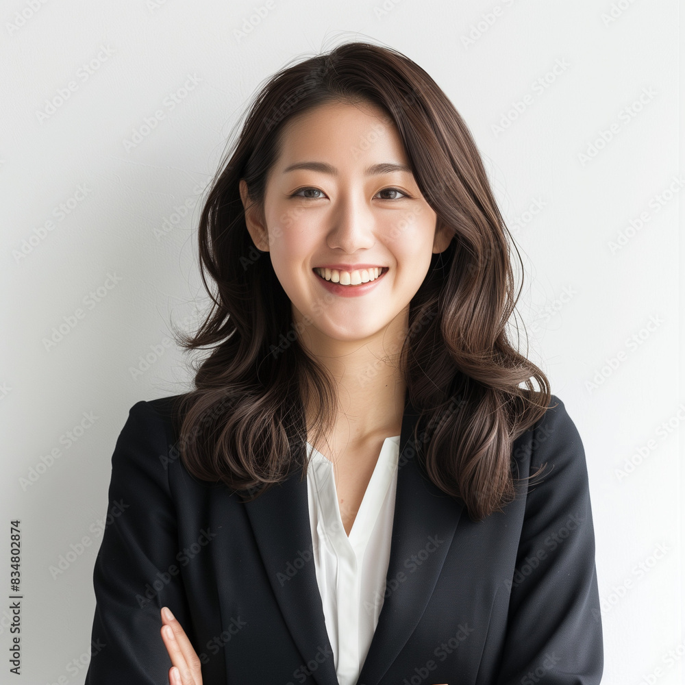 Professional Young Woman Smiling in Business Attire Professional Young Woman Smiling in Business Attire