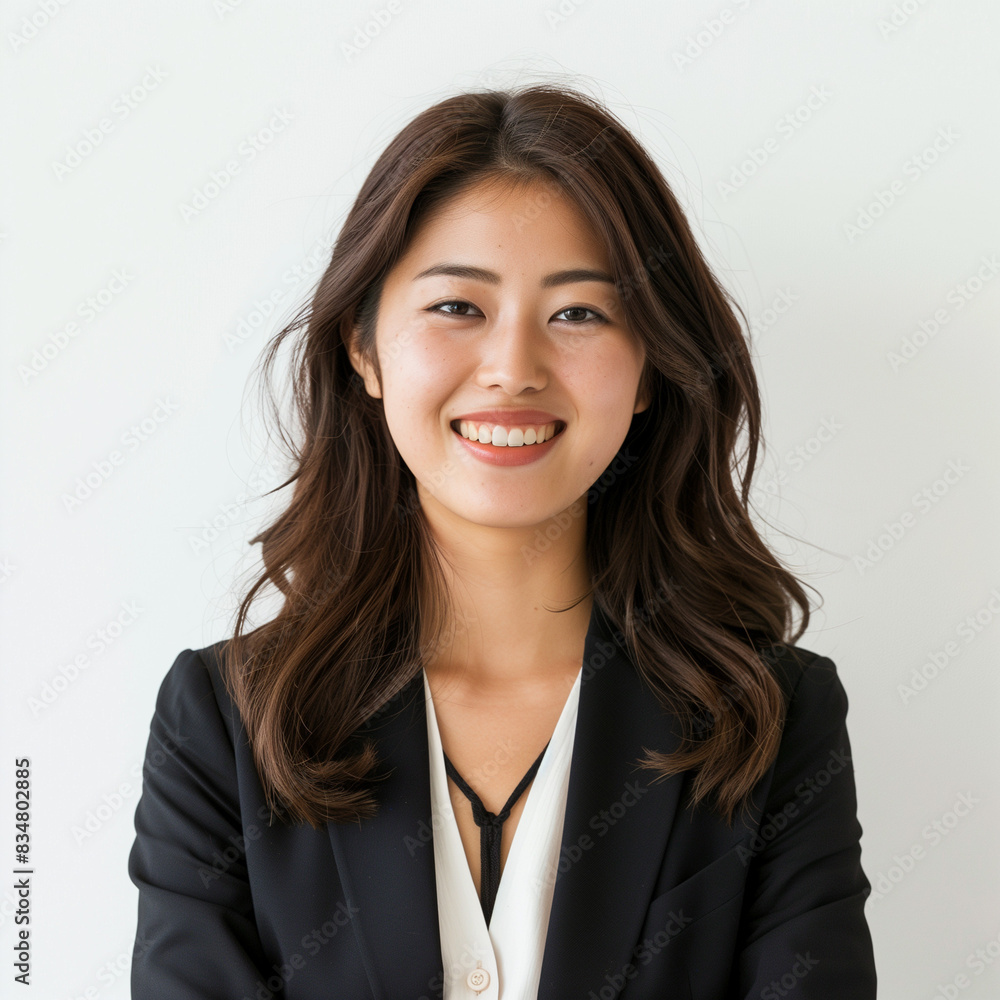 Professional Young Woman Smiling in Business Attire Professional Young Woman Smiling in Business Attire