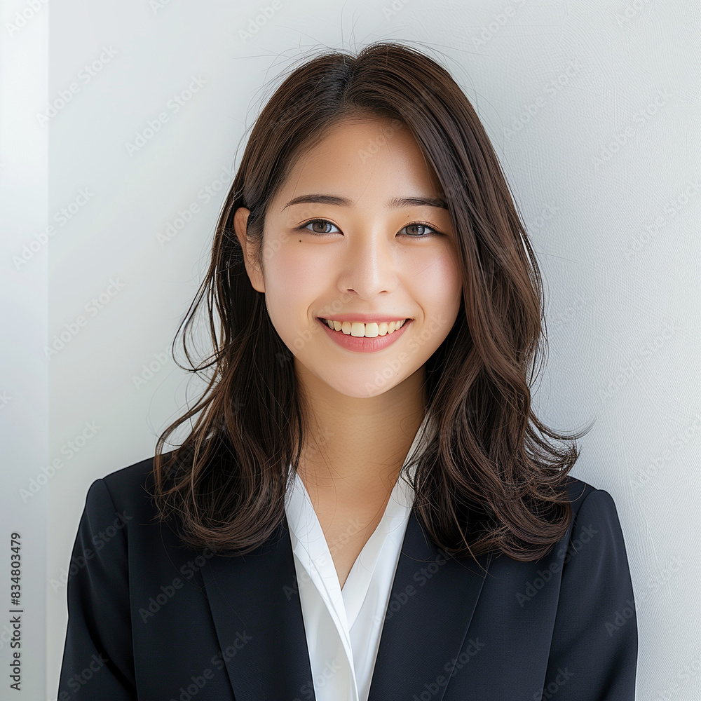 Professional Young Woman Smiling in Business Attire Professional Young Woman Smiling in Business Attire