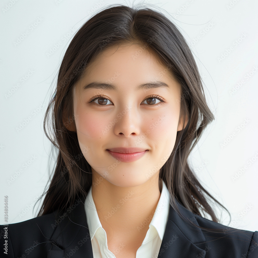 Professional Young Woman Smiling in Business Attire Professional Young Woman Smiling in Business Attire