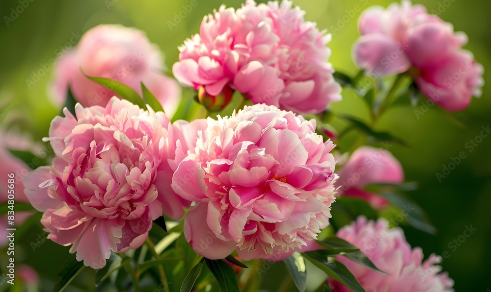 Pink peony flower blossoms in the garden , Generative AI Pink peony flower blossoms in the garden , Generative AI