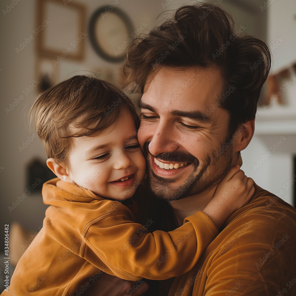 father and his child sharing affectionate moments indoors father and his child sharing affectionate moments indoors