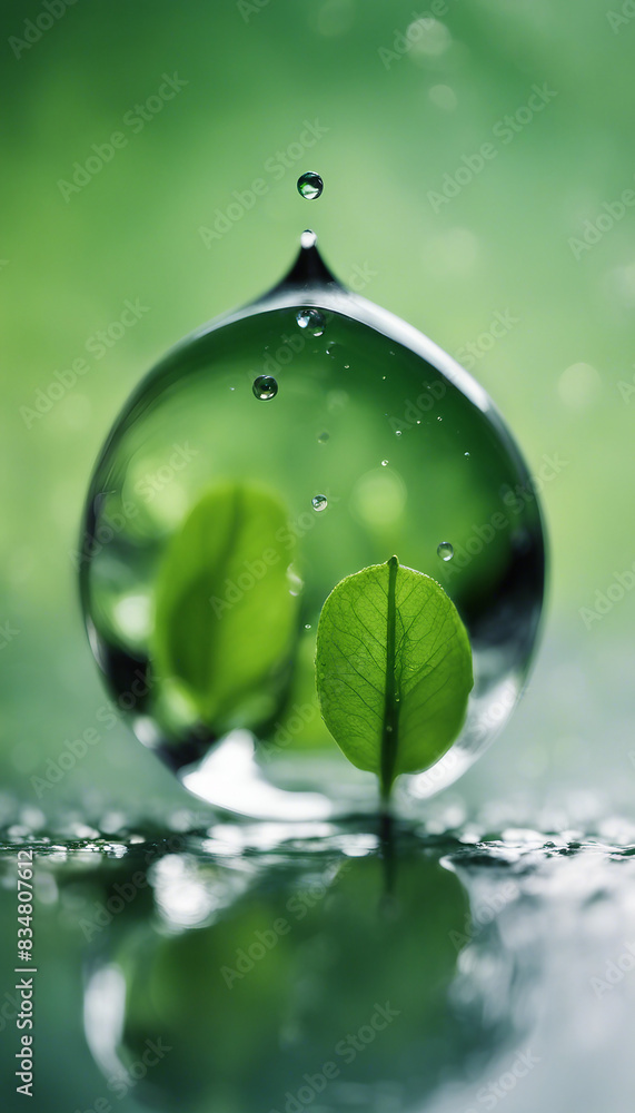 A nature in water drop with green ecology background A nature in water drop with green ecology background