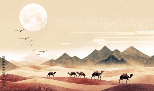 illustration of a mountain range with a rising sun wallpaper