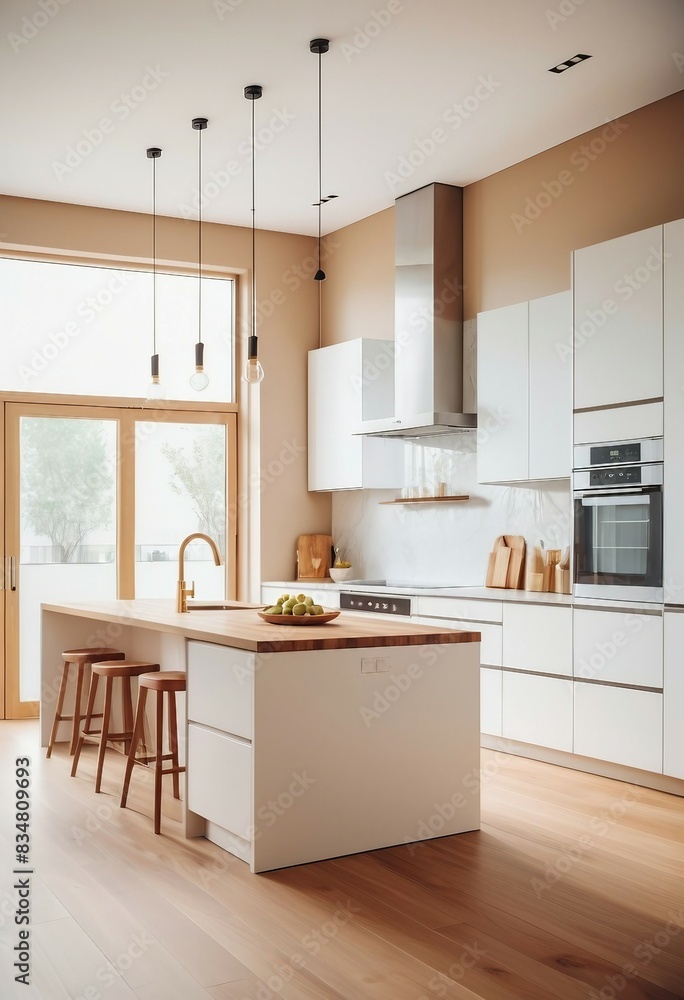 Kitchen interior in beautiful new luxury home with kitchen island and wooden floor,
Kitchen interior in beautiful new luxury home with kitchen island and wooden floor,