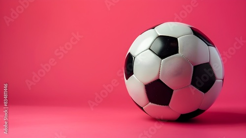 Soccer Ball in Focus Vibrant Magenta Backdrop and Room for Text