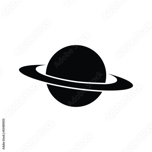 Vintage black saturn planet icon