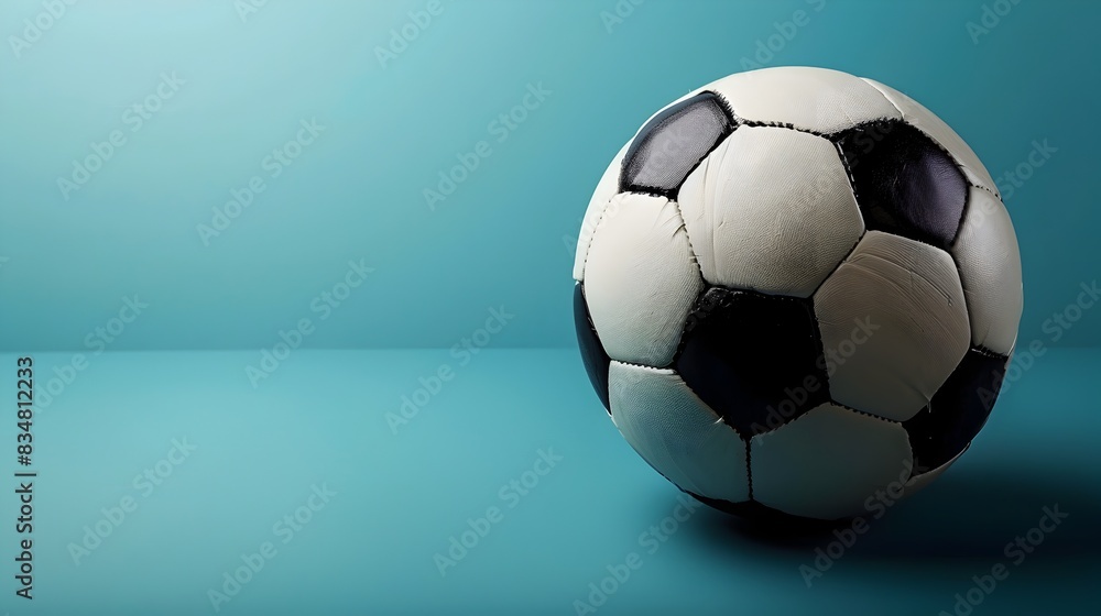 Solid Blue Azule Background Showcasing a Soccer Ball Training Equipment for the Passionate Game