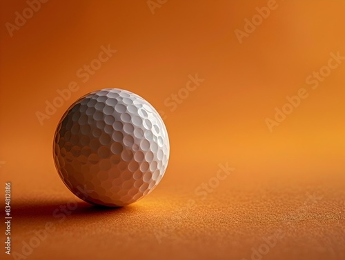 Golf Ball on Amber Background A Vivid Visual of a Classic Games Equipment