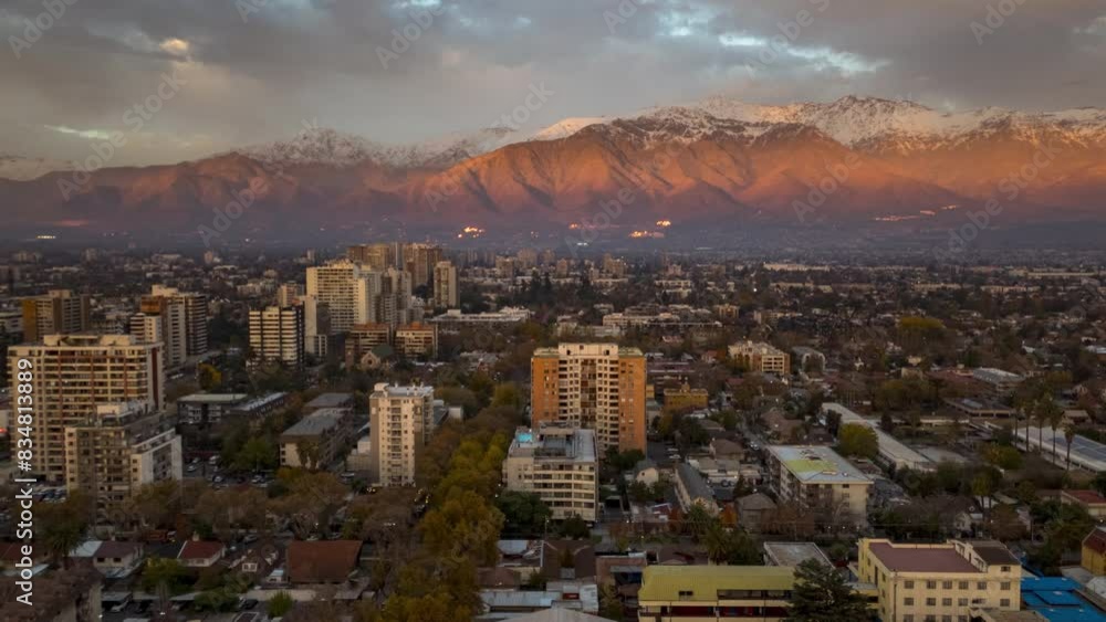 Cordillera de los Andes Time Lapse Santiago de Chile Dusk