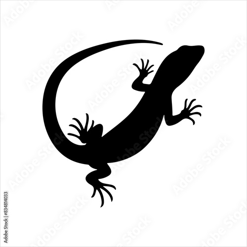 Black lizard silhouette isolated on white background. Lizard icon vector illustration design.
