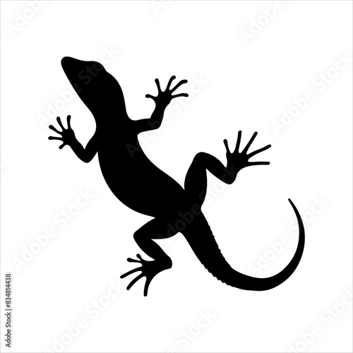 Closeup house lizard silhouette isolated on white background. Lizard icon vector illustration design.