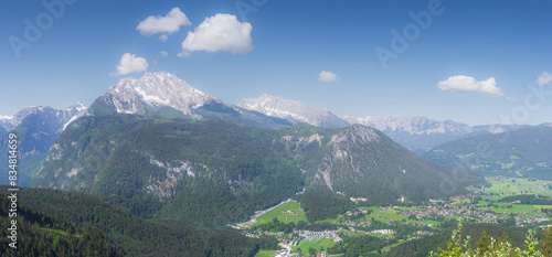 View of mountain valley near Jenner mount in Berchtesgaden National Park  Alps
