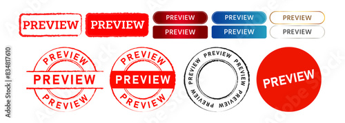 preview rubber button and rubber stamp label sticker sign for reviewing information