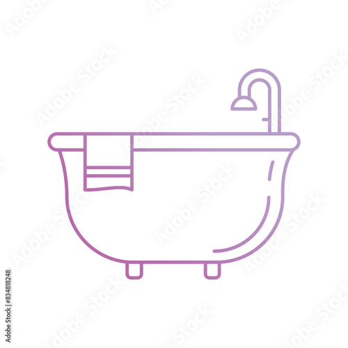 bathtub icon with white background vector stock illustration