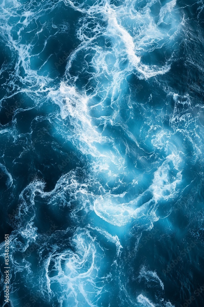 the ocean waves are churning in a dark blue sea, with one wave slightly left the ocean waves are churning in a dark blue sea, with one wave slightly left