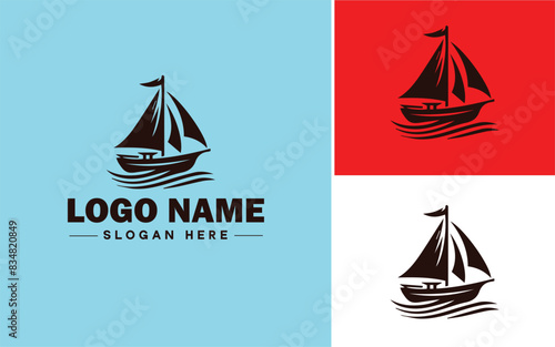 sailboat icon Sailing vessel Yacht Sailcraft flat logo sign symbol editable vector