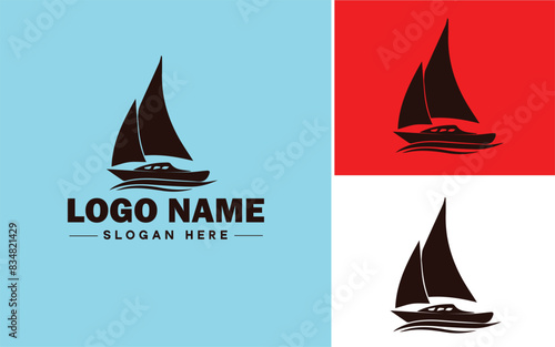 sailboat icon Sailing vessel Yacht Sailcraft flat logo sign symbol editable vector