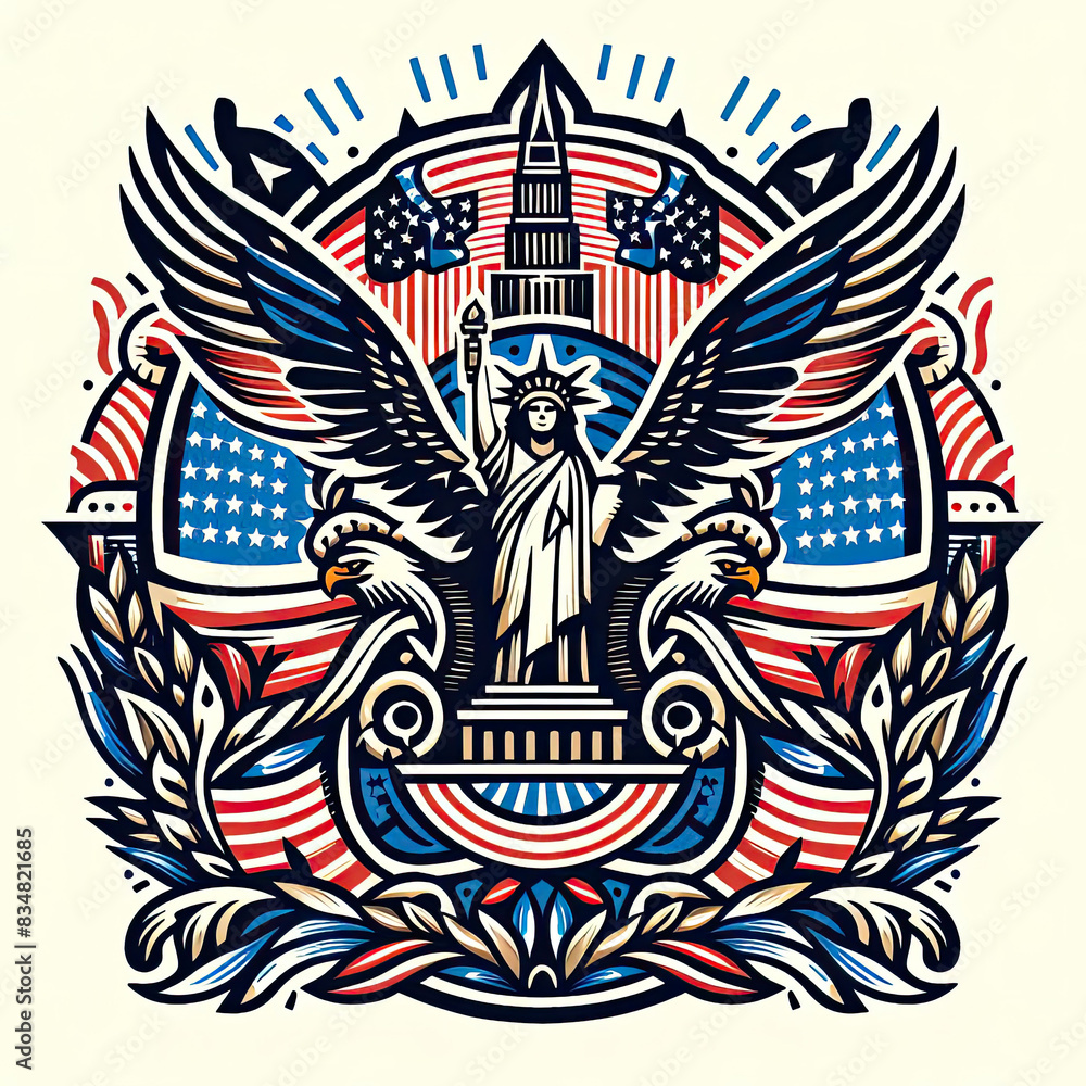 Obraz premium 4th of July Independence Day of America logo and background