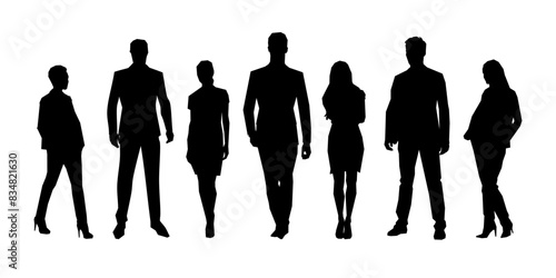 Business people. Group of business men and women. Office workers. Abstract isolated vector silhouettes