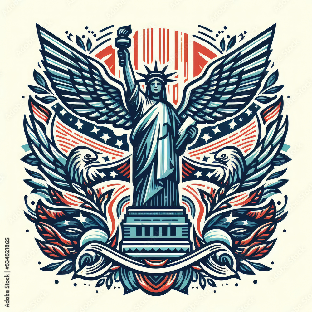 Obraz premium 4th of July Independence Day of America logo and background