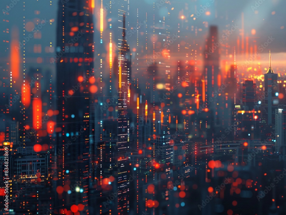 City lights close-up view