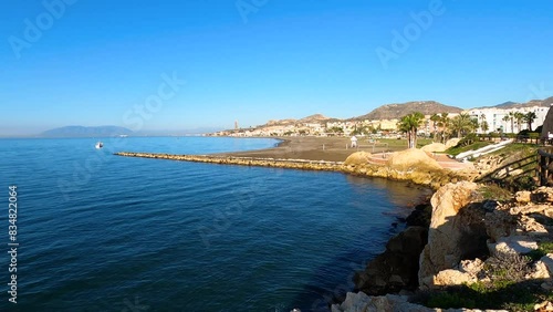 Morning walking on paths above rocks and through 