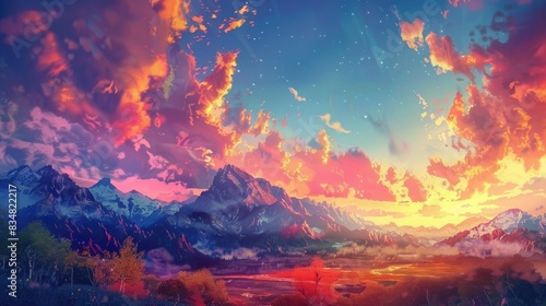 Vivid sky and colorful scenery