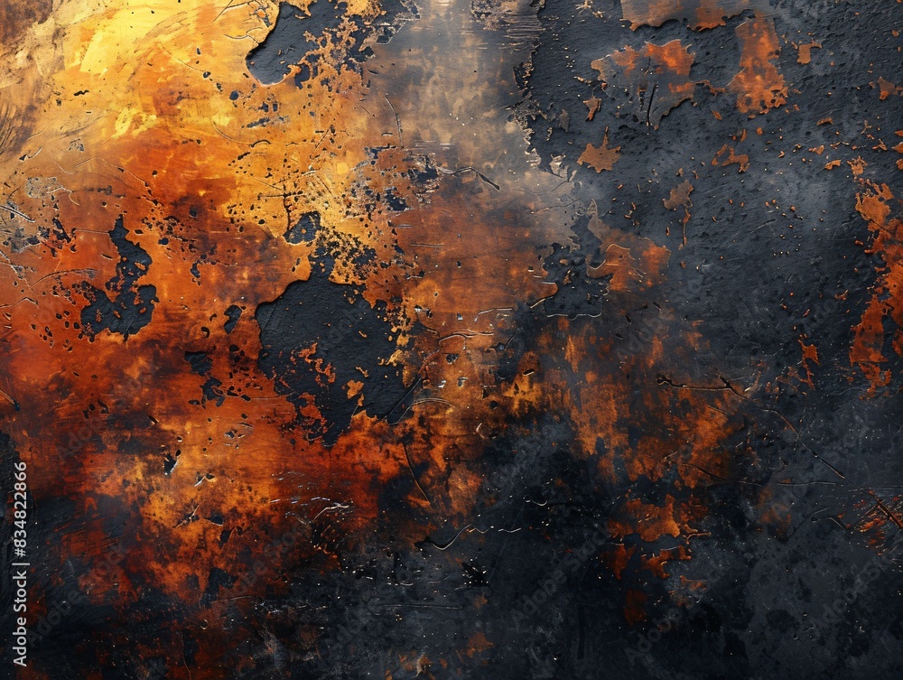 Obraz premium Rusted metal surface on black background