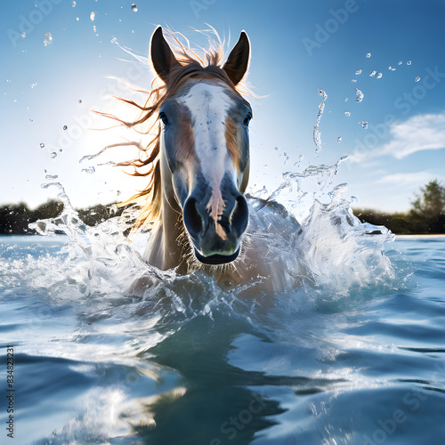 horse in water © DragoNika