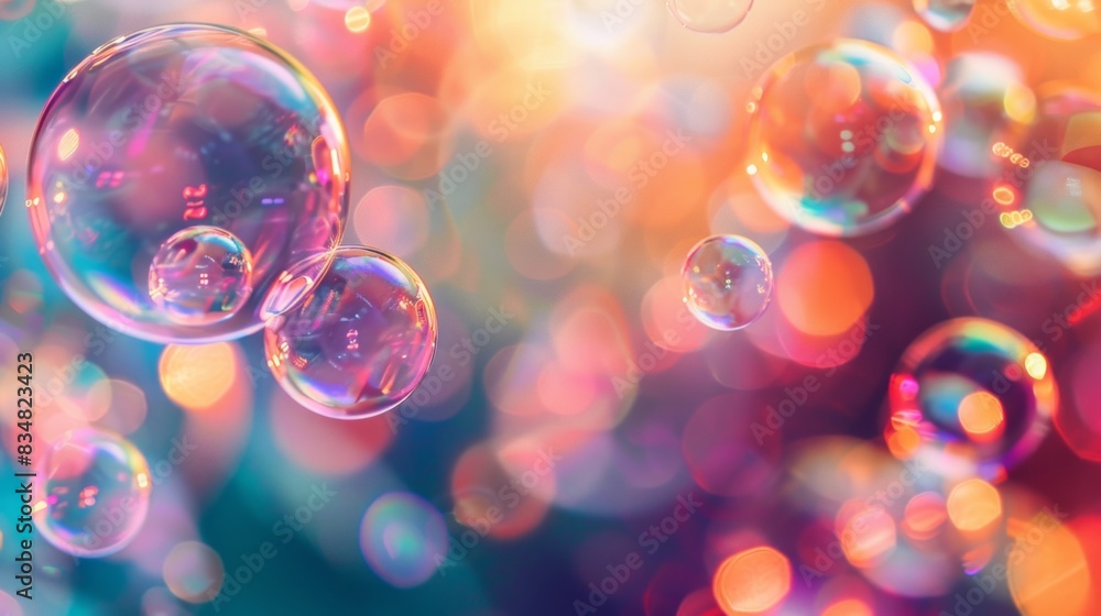 An artistic depiction of rainbow soap bubbles reflecting background wallpaper An artistic depiction of rainbow soap bubbles reflecting background wallpaper