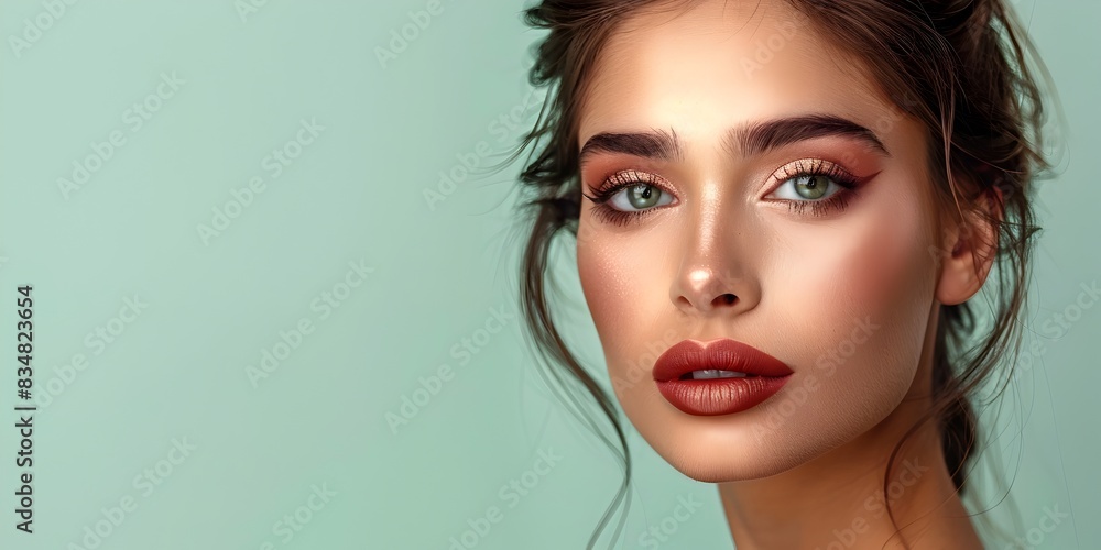 Brazilian Model Radiates Elegance with Professional Makeup for Decorative Cosmetics Advertising Brazilian Model Radiates Elegance with Professional Makeup for Decorative Cosmetics Advertising