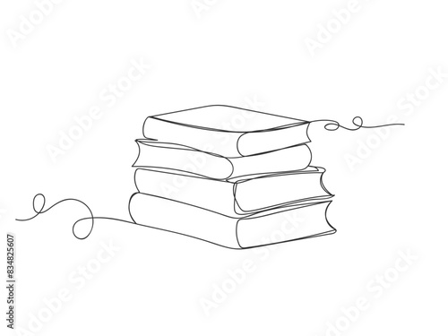 Book continuous one line art isolated vector illustration.