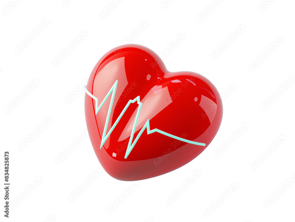 a red heart with a white line drawn on it a red heart with a white line drawn on it