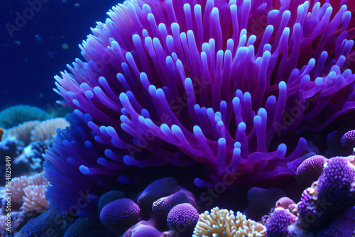 Elegant and rare coral thrives in a vibrant underwater reef. © Porapat
