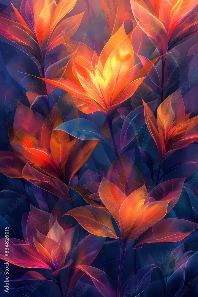 Glowing orange leaves