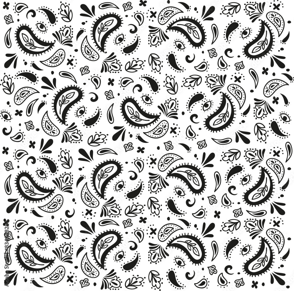Fotografie Paisley Pattern Bandana Indian Vector
