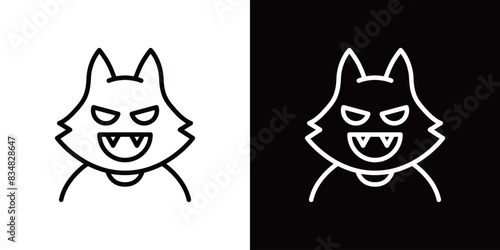 シンプルな狼男の線画ベクターアイコン