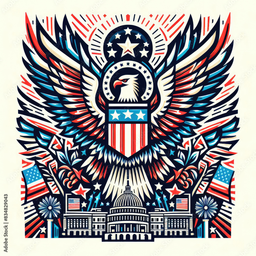 4th of July Independence Day of America logo and background 4th of July Independence Day of America logo and background