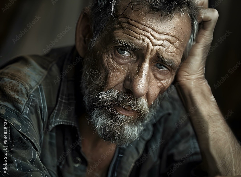 Portrait of an old man with a beard and a weathered face Portrait of an old man with a beard and a weathered face