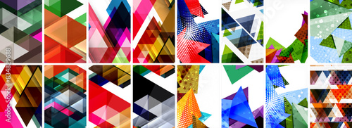 Triangles and circles abstract shapes templates set