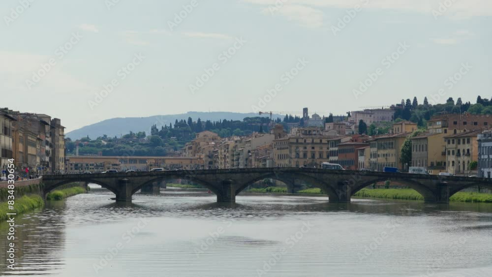 Scenic view of Florence with historical bridge over river. Scenic view of Florence with historical bridge over river.